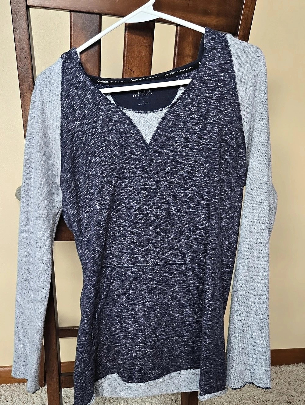 Calvin Klein Performance Long Sleeve Layered Top in Blue & Gray Size Small Like